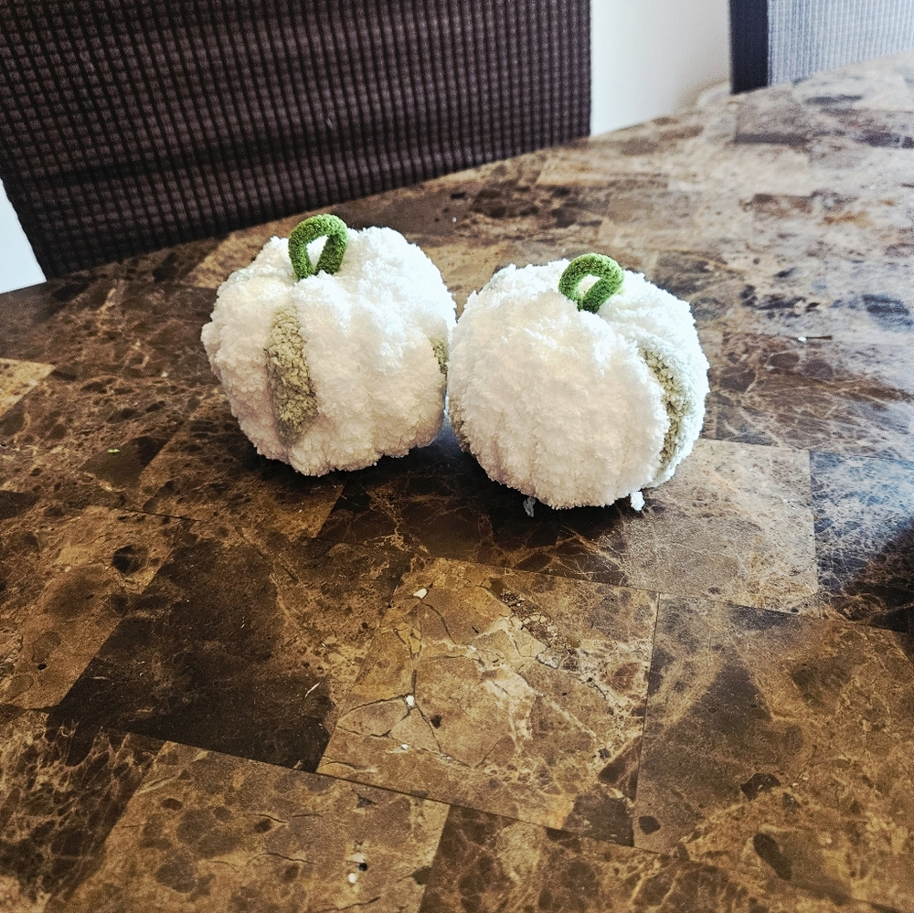 White and Green Plush Pumpkins